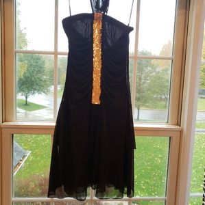 Black dress with gold sequin accent